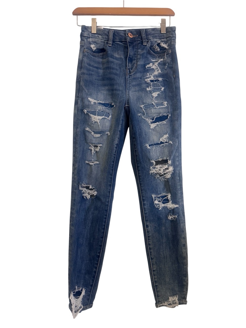 American Eagle Outfitters Women’s Skinny Distressed Blue Jeans 0